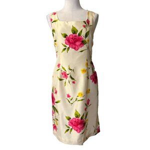 Silkland Silk Sheath Dress 10 Floral Colorful Sleeveless Vintage Summer Classic